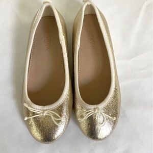 Crewcuts Girls Gold Metallic Ballet Flats, NWOT